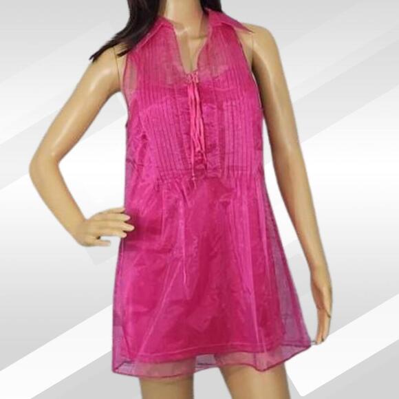 2/$30 Lucy Paris Pink Slip & Sheer Sleeveless Robe Set Size L - Picture 1 of 8